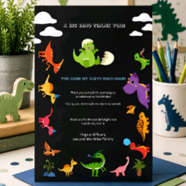 Dinosaur / Söt Dino Pojke Födelsedag Tack Kort