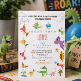 Dinosaur / Söt Dino Pojke Födelsedagsinbjudan Inbjudningar