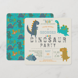 Dinosaur söt modern födelsedagsfest inbjudningar