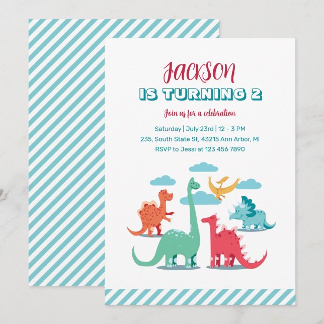 Dinosaur Species Kids Jurassic Birthday Investigat Inbjudningar (Fram/baksida)