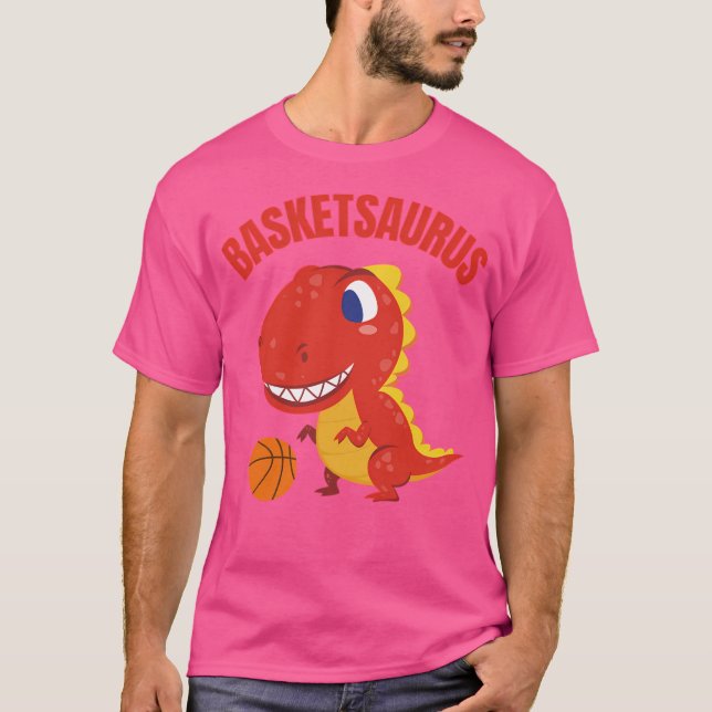 Dinosaur spelar basketboll t shirt (Framsida)