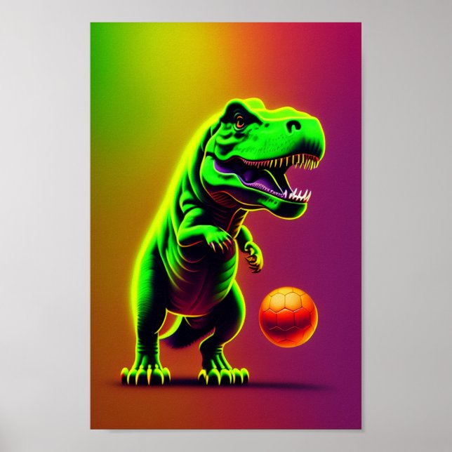 Dinosaur spelar basketbollkonst poster (Framsidan)