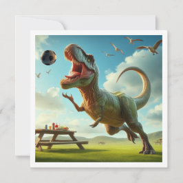 Dinosaur spelar fotboll, t-rex-födelsedagsinbjudan inbjudningar