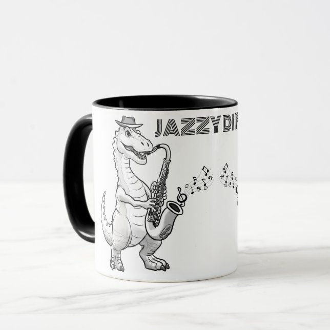 Dinosaur spelar saxofon Mugg (Framsida vänster)