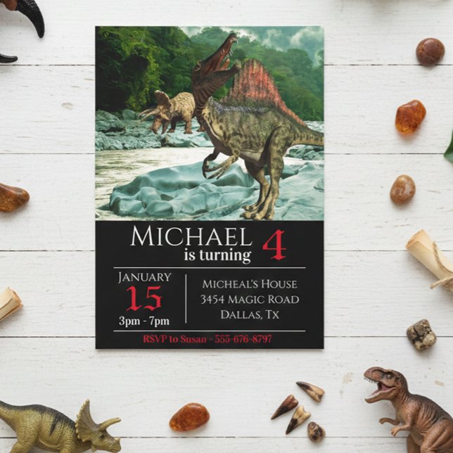 Dinosaur Spinosaurus liggande Födelsedagsfest Inbjudningar (Skapare uppladdad)