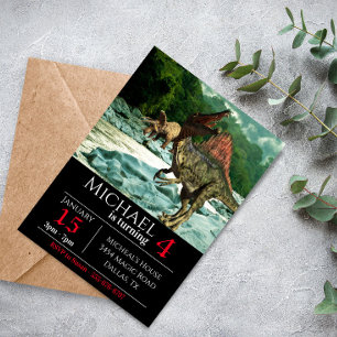 Dinosaur Spinosaurus liggande Födelsedagsfest Inbjudningar