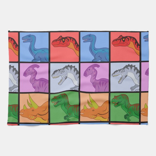 Dinosaur Squares Kökshandduk (Horisontell)