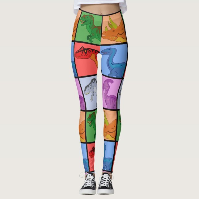 Dinosaur Squares Leggings (Framsida)