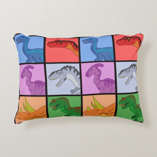 Dinosaur Squares Prydnadskudde (Framsidan)