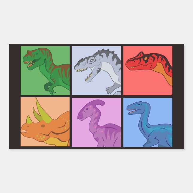 Dinosaur Squares Rektangulärt Klistermärke (Framsida)