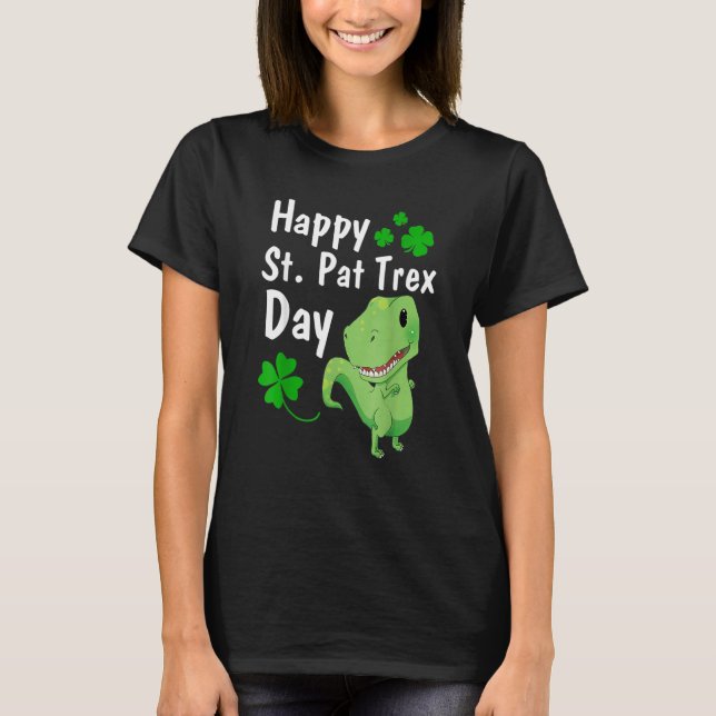 Dinosaur St Patrick S Day i lycklig T Shirt (Framsida)