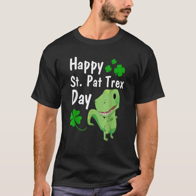Dinosaur St Patrick S Day i lycklig T Shirt (Framsida)