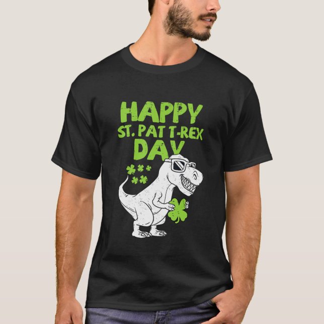 Dinosaur St Patricks Da, Kids Lycklig St Pat Trex  T Shirt (Framsida)