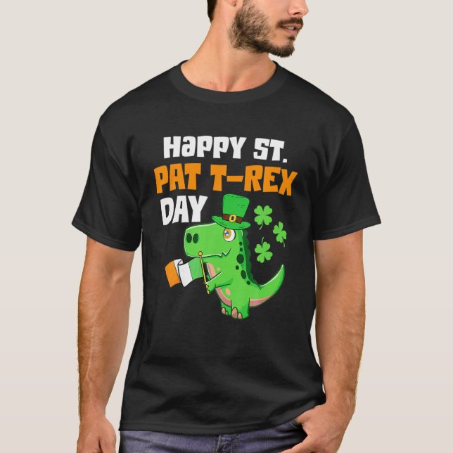 Dinosaur St Patricks Da, Kids Lycklig St Pat Trex  T Shirt (Framsida)