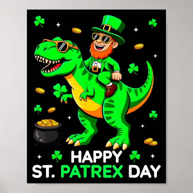 Dinosaur st patricks dag leprechaun saint pattys poster (Framsidan)