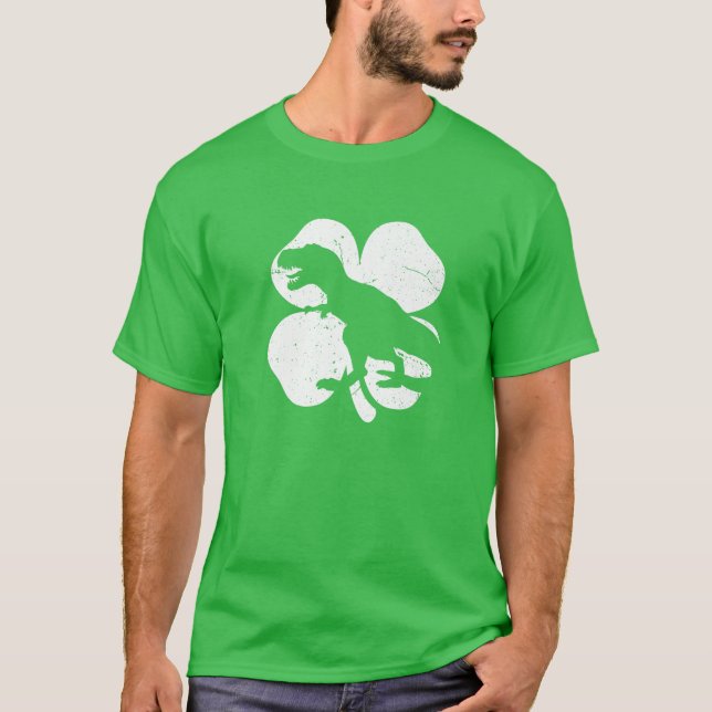 Dinosaur St Patricks Day Cool Boys Kids Toddler Ir T Shirt (Framsida)