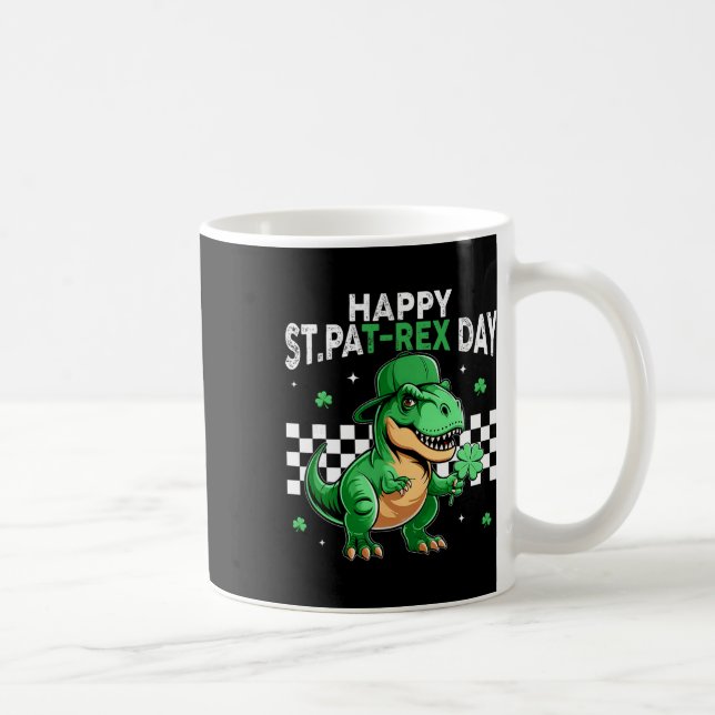 Dinosaur St Patricks Day Glad St Pat T Rex Dag Bo Kaffemugg (Höger)