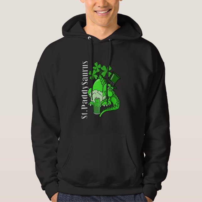 Dinosaur St patricks day Grönt Beer St Paddy Sauru Hoodie (Framsida)