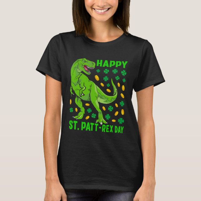Dinosaur St Patricks Day Happy St Pat Trex rex Boy T Shirt (Framsida)