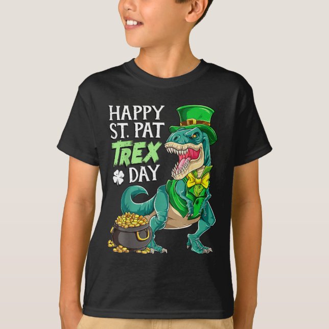 Dinosaur St Patricks Day Happy St Pat Trex T Rex B T Shirt (Framsida)