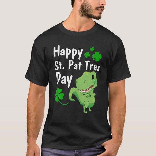 Dinosaur St. Patrick's Day i lycklig T Shirt (Framsida)