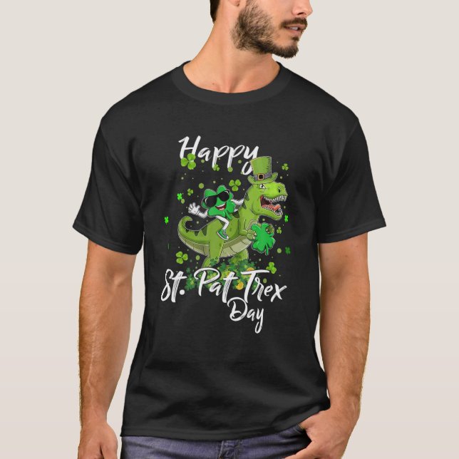 Dinosaur St. Patrick's Day i lycklig T Shirt (Framsida)