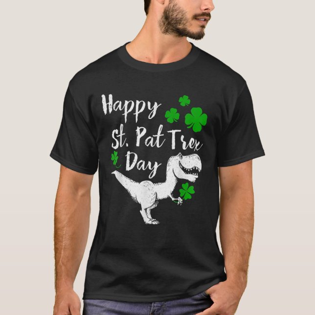 Dinosaur St. Patrick's Day i lycklig T Shirt (Framsida)