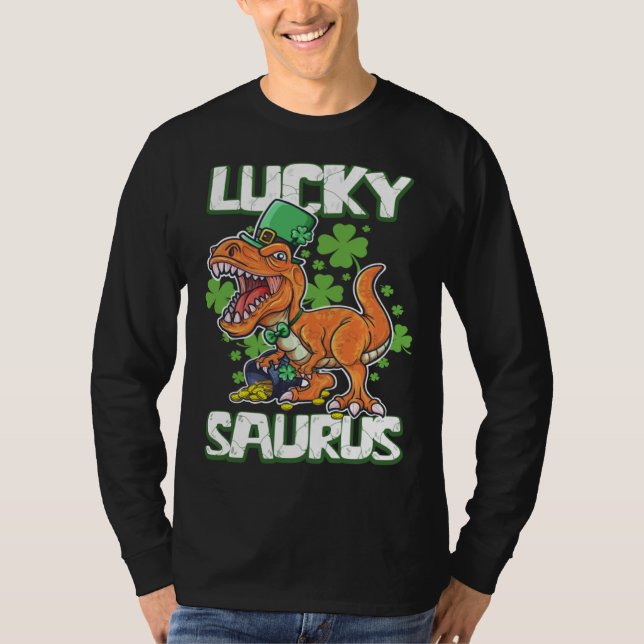 Dinosaur St Patrick's Day LUCKY SAURUS T Rex LUCKY T Shirt (Framsida)