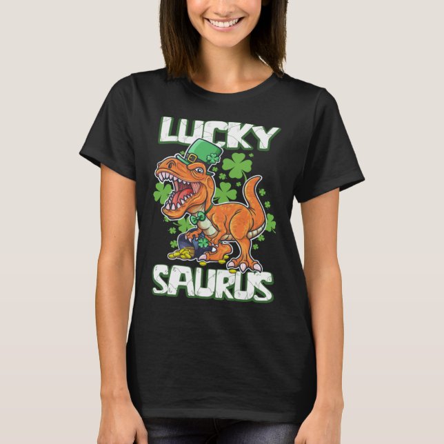 Dinosaur St Patrick's Day LUCKY SAURUS T Rex LUCKY T Shirt (Framsida)