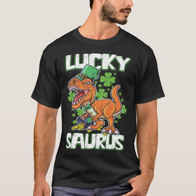 Dinosaur St Patrick's Day LUCKY SAURUS T Rex LUCKY T Shirt (Framsida)