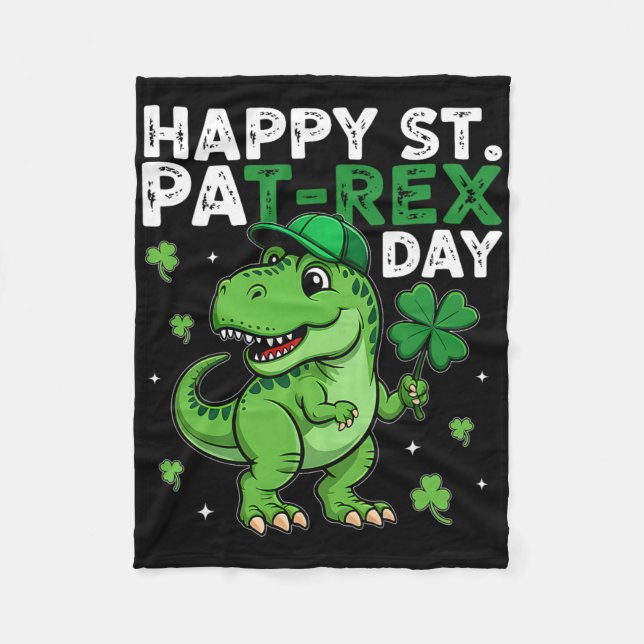 Dinosaur St Patricks Day Lucky Shamrock Irländska  Fleecefilt (Framsidan)
