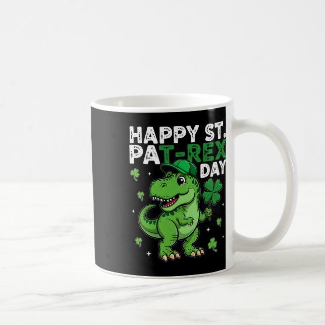 Dinosaur St Patricks Day Lucky Shamrock Irländska  Kaffemugg (Höger)