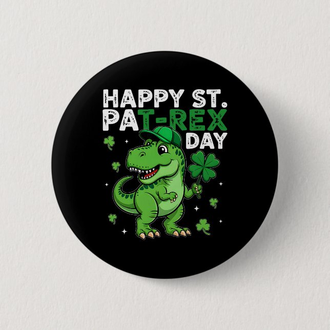 Dinosaur St Patricks Day Lucky Shamrock Irländska  Knapp (Framsida)
