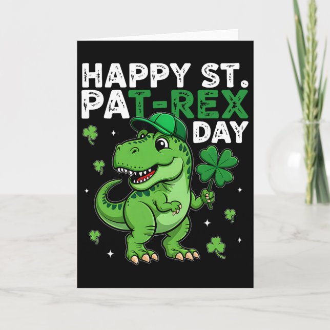 Dinosaur St Patrick's Day Lucky Shamrock Irländska Kort (Framsida)