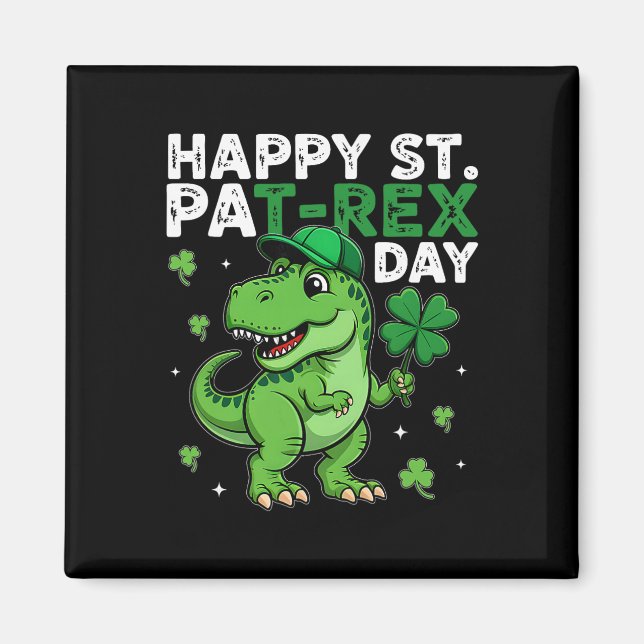 Dinosaur St Patricks Day Lucky Shamrock Irländska  Magnet (Framsidan)