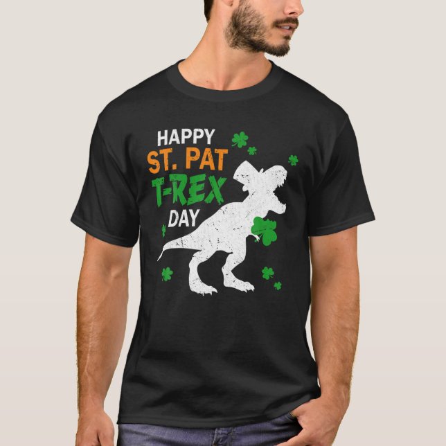 Dinosaur St patricks day St Pat Trex Day Boy T Shirt (Framsida)