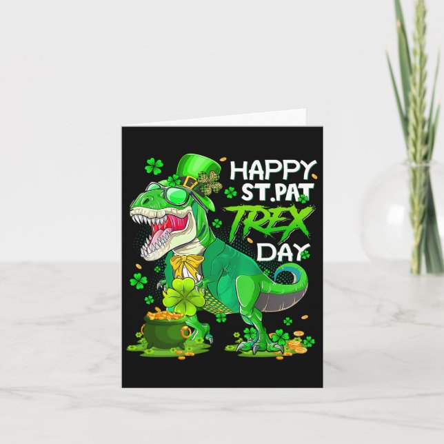 Dinosaur St patricks day St Pat Trex T Rex B Kort (Framsida)