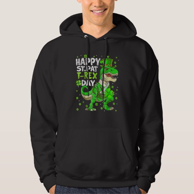 Dinosaur St patricks day Tod för lycklig St Pat Tr Hoodie (Framsida)