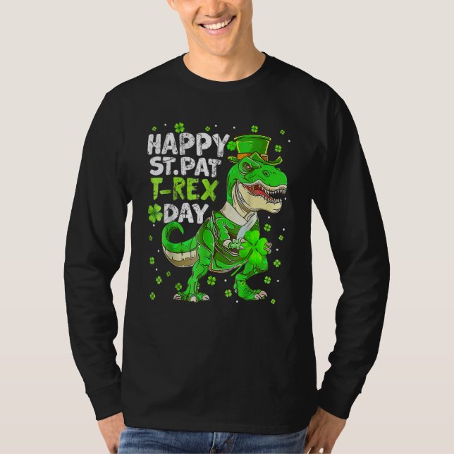 Dinosaur St patricks day Tod för lycklig St Pat Tr T Shirt (Framsida)