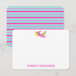 Dinosaur Stationery för Rosa Personlig för barn Tack Kort