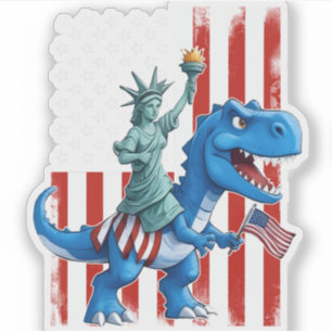 Dinosaur Statue Liberty 4:e juli Amerikanska Flagg Klistermärken