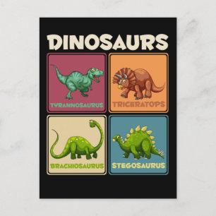 Dinosaur Stegosarus T-rex Triceratops Dino Vykort