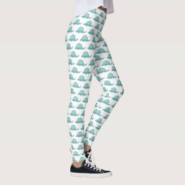Dinosaur Stegosaurus Mönster Leggings (Höger)