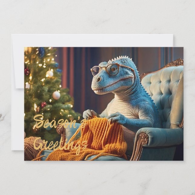 Dinosaur stickar God Jul Julkort (Framsida)