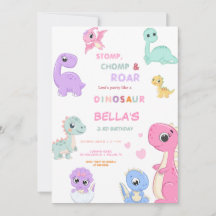 Dinosaur Stomp Chomp Rawr Birthday GIRL Party
