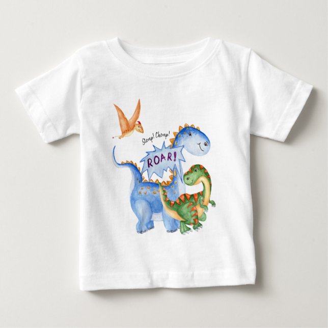 Dinosaur Stomp Chomp Rawr-Födelsedagsfest T Shirt (Framsida)