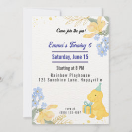 Dinosaur Stomp Chomp Rawr Girl Födelsedagsfest Inbjudningar