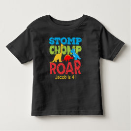 Dinosaur Stomp Chomp Roar Birthday Boy T Shirt