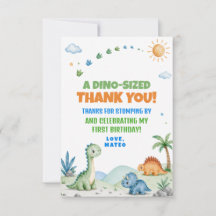 Dinosaur Stomp Chomp Watercolor Första Födelsedag