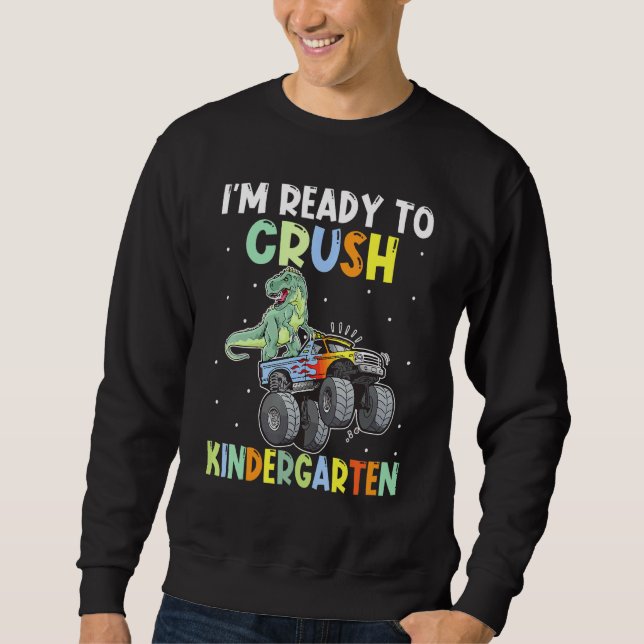 Dinosaur Student Ride Lastbil II-Redot till Crush  Lång Ärmad Tröja (Framsida)